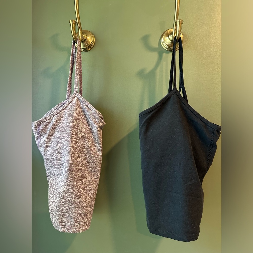 2 Althleta Girl athletic tanks size 14. Sold as set - marled purple + black.
